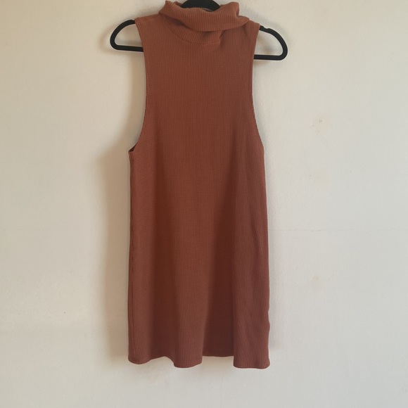 Free People Beach Waffle Knit Rust Turtleneck Mini Dress - Picture 2 of 9